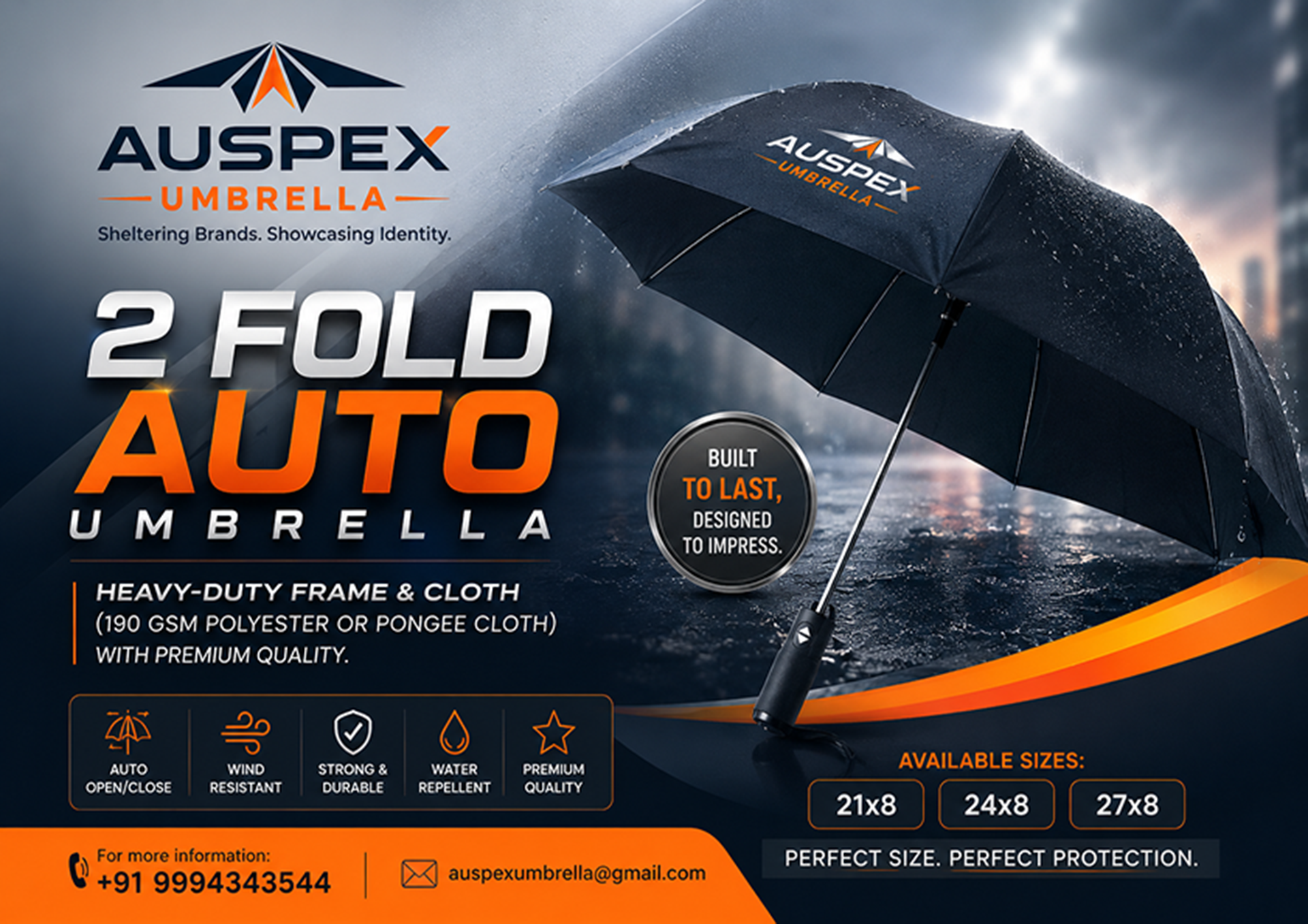 2 Fold Auto Umbrella